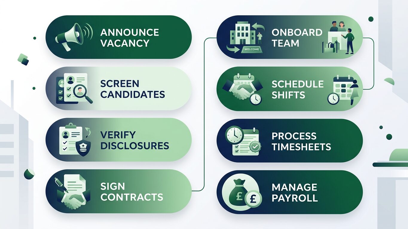 Infographic showing a checklist of what UK employers know before hiring temporary workers.